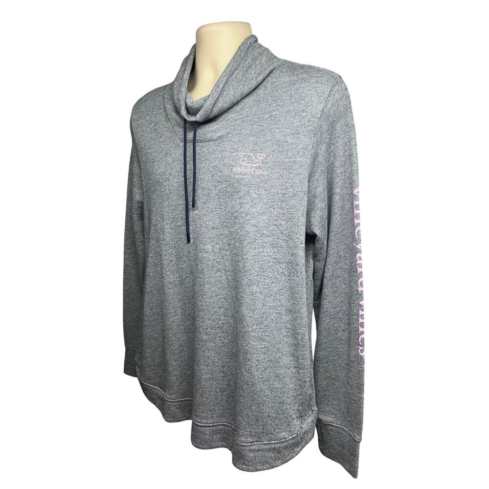 Vineyard Vines Womens Gray Knit Shep Pullover Shirt Large Pockets Funnel Neck - Picture 2 of 8